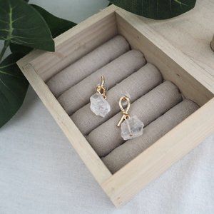 BOGO Gold knot clear ice crystal stone earrings